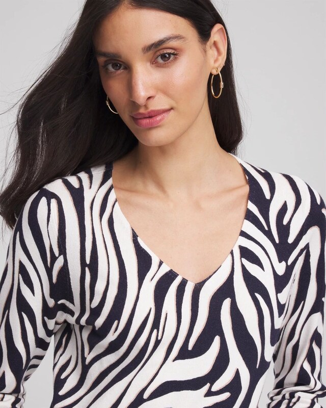 Ella Zebra V-Neck Pullover Sweater - image 4